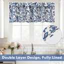 DriftAway Julia Watercolor Blooming Flower Floral Lined Thermal Insulated Window Curtain Valance Rod Pocket 52 Inch by 14 Inch Plus 1.75 Inch Header Linen Blend Navy 1 Pack