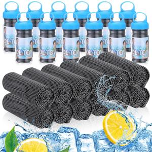 12 Pack 32 x 12 in Cooling Towels Bulk for Neck and Face Microfiber Ice Towel Sweat Towels Breathable Soft Chilly Towel Portable Cool Neck Rags for Yoga Sport Gym Workout Fitness (Dark Gray)