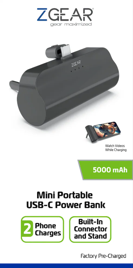 ZGear 5000mAh Mini Portable USB-C Power Bank