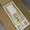 Gold Pendant Light Fixture - Modern Kitchen Island Water Ripple Glass Square Light - Adjustable Hanging Lighting for Kitchen Dining Room Over Island - 1 Pack