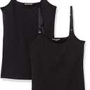 Amazon Essentials Women's Maternity Nursing Friendly Camisole with Adjustable Straps and Built-in Shelf Bra, Pack of 2 (Medium, Black)