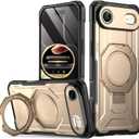 Poetic Spartan Case with Ring Stand for iPhone Air, [Camera Control Button][Magsafe Compatible], Full Body Rugged Shockproof Protective Cover Case, Metallic Gold