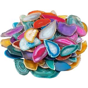 mookaitedecor Polished Agate Light Table Slices,Geode Agate Slab Cards Pack of 6 (#1-Assorted Colors (Irregular Shape))