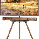 Tripod Easel TV Stand for 43 to 65 Inch LCD LED OLED Screen, Height Adjustable and Swievel TV Stand, Portable Corner TV Floor Stand with Wooden Tray, VESA 400x400mm, Minimalist Black Walnut