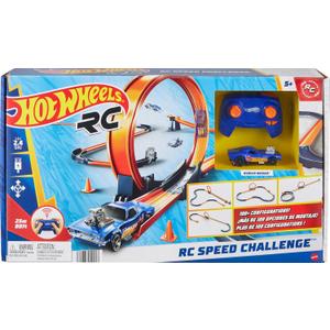 Hot Wheels Toy Car RC Set with 1:64 Scale Remote-Control Vehicle & 30+ Pieces of Race Track to Create Multiple Configurations