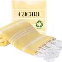Cacala 100% Turkish Cotton Kitchen Tea Towels, Highly Absorbent Luxury Soft Quick Drying Dish Towel with Hanging Loop for Gym, Yoga, Bath, Sports, Cleaning and Kitchen (23 x 36), Yellow