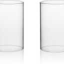 WGVI Hurricane Candle Holder Sleeve, Wide 4", Height 6", Clear Glass Cylinder Candleholder, Chimney Tube, Open Ended Candle Shade, 2 Piece