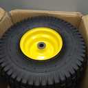 AR-PRO Exact Replacement 15" x 6.00-6" Front Tire and Wheel Assemblies Compatible with John Deere Riding Mowers 100 and D100 Series - 3" Centered Hub and 3/4" Bushings, 4Ply Pneumatic (Set of 2) (Yellow)