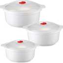 Microwave Ramen Bowl, Microwavable Bowls With Lids, Microwave Steamer with Handls, Bpa Free, Dishwasher Safe, Microwave Cookware for Kitchenware and College Dorms3pcs S+M+L