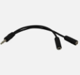 GE 2-Way 3.5mm Headphone Splitter, Black