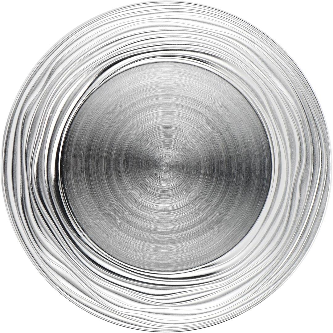 13 Inch Round Charger Plates, Set of 6, Dinner Chargers Bulk Wedding (Silver)