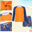 Boys Long Sleeve Rash Guard Swimsuit Kids 2-Pieces Bathing Suits Set (10-12 Years, Orange Blue)