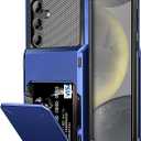 Vofolen for Samsung Galaxy S24 Wallet Case with Card Holder, 4-Card Dual Layer Heavy Duty Shockproof Wallet Case, Hidden Flip Card Slot Large Storage Protective Case for Galaxy S24, 6.2'' Navy