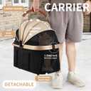 3 in 1 Pet Stroller with 4 Wheels, Foldable Pet Travel Carrier for Small/Medium Dogs Cats up to 50lbs, Detachble Portable Cat Bag, Storage Basket