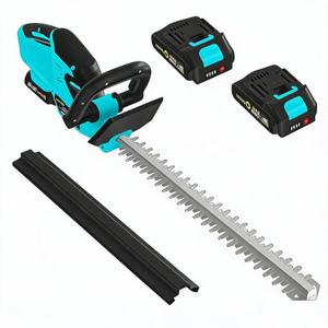 22 Inch Hedge Trimmer Cordless, ABS+Metal Electric Garden Trimmer, Lightweight Bush Trimmer with Safety Switch, Black+Blue