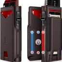 Wallet for Men Wallet with Slim Pop Up Card Holder 9-13 Cards, Bifold Minimalist Smart Wallet RFID Blocking Credit Card Holder with ID Window & Stretchable Cash Slot (Purple Brown)