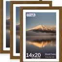 14x20 Poster Frame, Display Pictures 12X18 with Mat or 14x20 Without, Wall Hanging Frames, Rustic Brown, 3 Pack