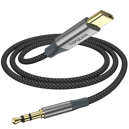 TIPSEAN USB C to 3.5mm Audio Aux Jack Cable, Type C to 3.5mm Headphone Car Stereo Cord Compatible with iPhone 15 Pro Max 15 Plus, Samsung Galaxy S21~24 Note 20, Pixel 4 5 XL, iPad Pro (Black, 6.5Ft)