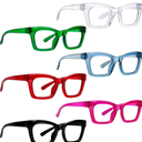 GUD 6 Pairs Cat-Eye Reading Glasses Metalless Screwless Spring Hinges 6 Pack Oversized Readers for Women