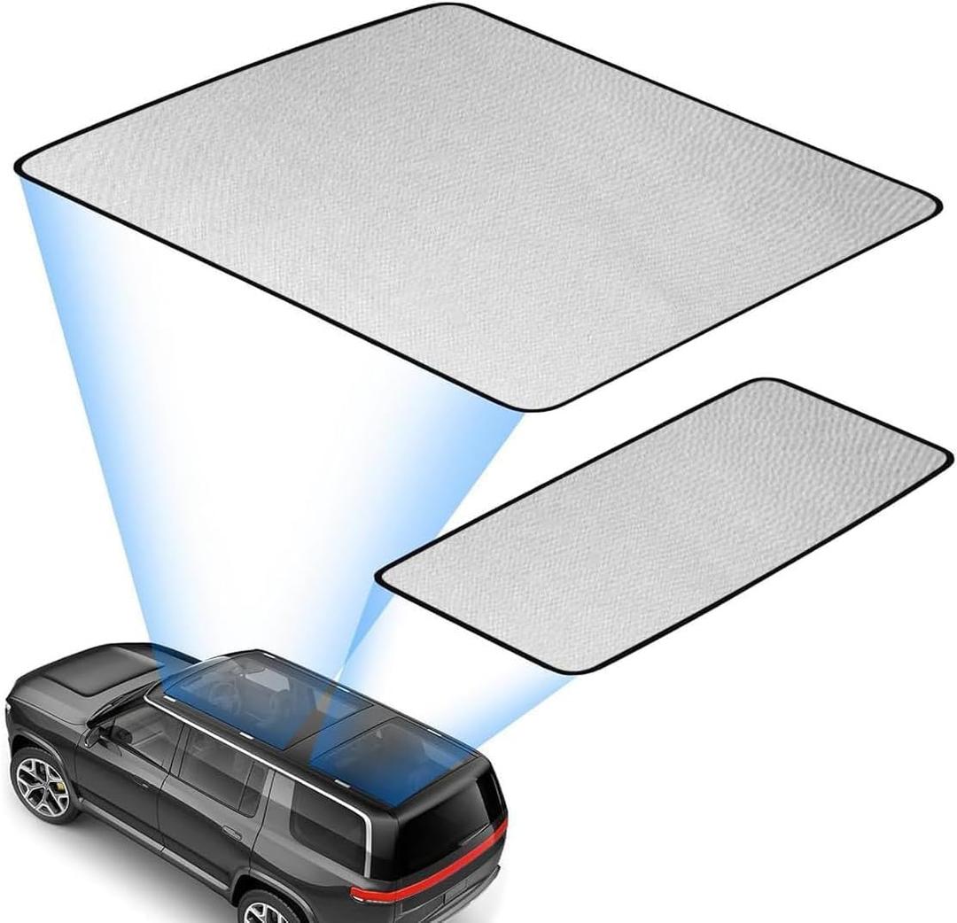 Glass Roof Sunshade Compatible with Rivian R1S Accessories 2025 2024 2023 2022, Foldable Top Window Sun Shield Covers Block UV Rays Heat Insulation