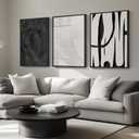 Large Framed Black and White Abstract Wall Art for Living Room, 3 Piece Big Modern Canvas Prints Paintings Artwork for Walls, Minimalist Abstract Art Pictures for Hallway, Office Wall Decor 24x36 In
