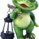 Outdoor Frog Garden Decor: 11'' Yard Decoration with Solar Lantern Funny Frog Statue Gifts for Women Mother's Day Housewarming Gift