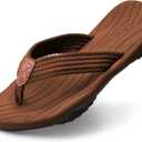 BEMGNAR Men's Flip Flops,Comfort Thong Sandals with Arch Support,Quick-Dry Non-Slip sliders for Outdoor Summer Beach (8, Brown)