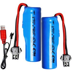 KBT RC Car Lithium Battery: 3.7V 800mAh Rechargeable Li-ion Battery with SM -2P Plug & Charging Cable for RC Cars -2 Pack
