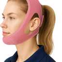 Chin Strap for Sleeping and CPAP Users, Comfortable Jaw Support to Keep Mouth Closed Positioning Nasal Breathing for Men and Women Who Breathe Through The Mouth During Sleep (Pink, L-XL)