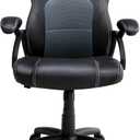 Executive Office, Computer Desk, Ergonomic PU Leather Swivel Managerial, Adjustable Mid Back Task Chair with Padded Armrests, Black