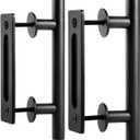 EaseLife 2 Pack 12" Sliding Barn Door Handles and Pulls, Rustic Double Sided Hardware Set, Heavy Duty, Matte Black Powder Coated Finish, Easy Install
