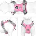 PHOEPET No Pull Dog Harness, Unique Colors Reflective Adjustable Dog Vest, with Soft Training Handle Metal Clips for Small Medium Large Dogs (Baby Pink Base & Grey Straps,S)