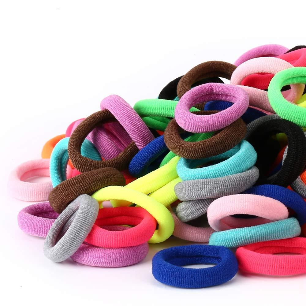 Baby Hair Ties, Cotton Toddler Hair Ties for Girls, Kids Seamless Hair Bands, Girls Elastic Ponytail Holders, Diameter 0.97 Inch and Assorted Colors by Qarwayoc