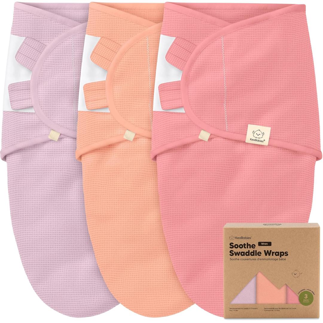 3-Pack Organic Swaddles for Newborns, Baby Sleep Sacks 0-3 Months - Baby Swaddle Wrap, Newborn Wearable Blanket, Infant Sleep Sack for Girls, Boys, Soft & Snug, Large Hook & Loop Closure (Vivacious)