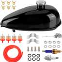 4L Metal Fuel Tank with Cap, Petcock, Filter, Line for 2 Stroke 49-80cc Motorized Bike, Motorcycle