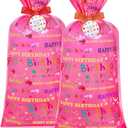 Teling 2 Pcs 70"x 40" Extra Large Jumbo Gift Bags Plastic Present Giant Wrapping Bags with 2 Cord Tie and 2 Gift Tags for Birthday Party Supplies(Girl Style)