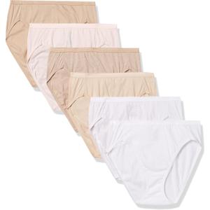 Hanes Women's Brief Panties Pack, Classic Cotton Brief Underwear, 6-pack (8, Soft Taupe, White, Nude, Light Buff, Nude Heather, Sugar Flower Sweet Dot)
