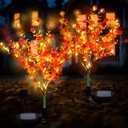 Glooglitter 2 Pack Fall Solar Stake Lights Thanksgiving Outdoor Decorations Waterproof Orange Mums Artificial Flowers Solar Lights for Outdoor Garden Yard Pathway Thanksgiving Fall Decor (Camellia)