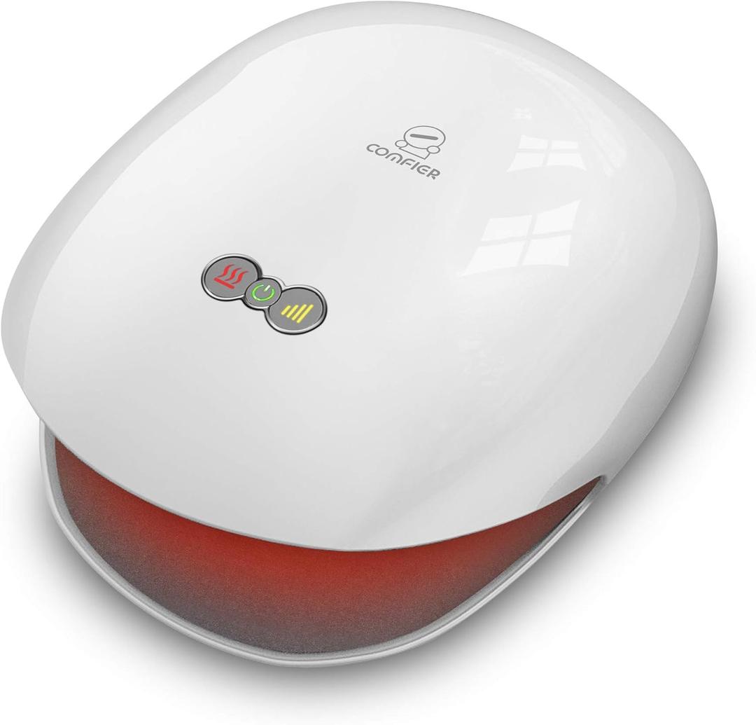 COMFIER Wireless Hand Massager with Heat,3 Levels Compression & Heating,Rechargeable Hand Massager Machine for Carpal Tunnel,Ideal Gifts for Women (White)