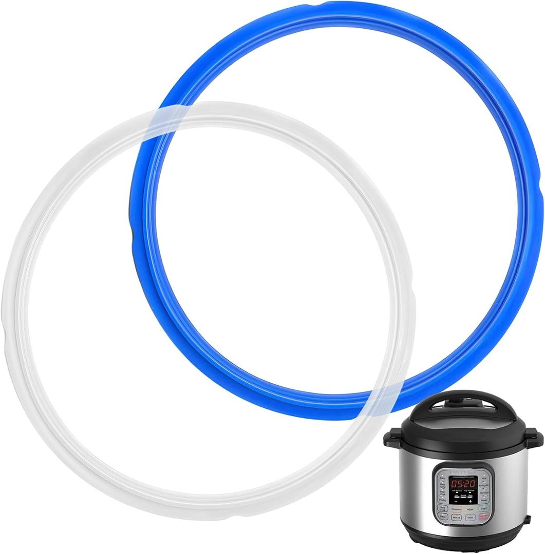 2-Pack 3rd Gen Sealing Ring for Instant Pot 5&6 Qt - Enhanced Sealing Food-Grade Silicone, BPA-Free, Fits Most 5/6 Qt Models, Blue&White for Sweet/Savory Separation