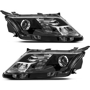 OE Style Headlights Assembly compatible with 2010 2011 2012 Ford Fusion Halogen Head Lights Headlamp, Blub included, Black Replacement Pair Passenger and Driver Side