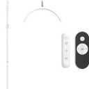 Lash Light for Eyelash Tech with Wheels, Half Moon Light for Lashes, Nails and Estheticians, LED Floor Lamp Adjustable Brightness and Color Modes (White) (White with Wheels)
