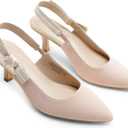 DREAM PAIRS Women's Kitten Heels Slingback Closed Toe Low Pumps Dress Bridal Elegant Wedding Casual Shoes, 7.5