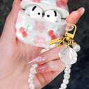Coralogo for AirPods 4 Case with Pearl Keychain - Cute Women Glitter Shell Design Cover Girls Girly Pretty Stylish Kawaii Girlish Protective for Apple for AirPods 4 Case, Cherry Flower