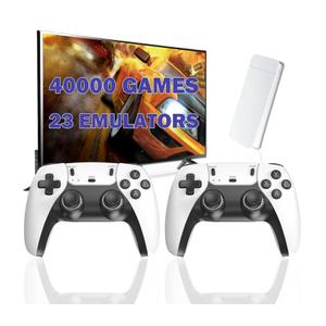 Wireless Retro Game Console Stick with 40000+ Games, Video Game Console 23+ Emulators Classic Games, 4K HDMI Output for TV, Plug & Play Retro Gaming Stick with Dual 2.4G Controllers