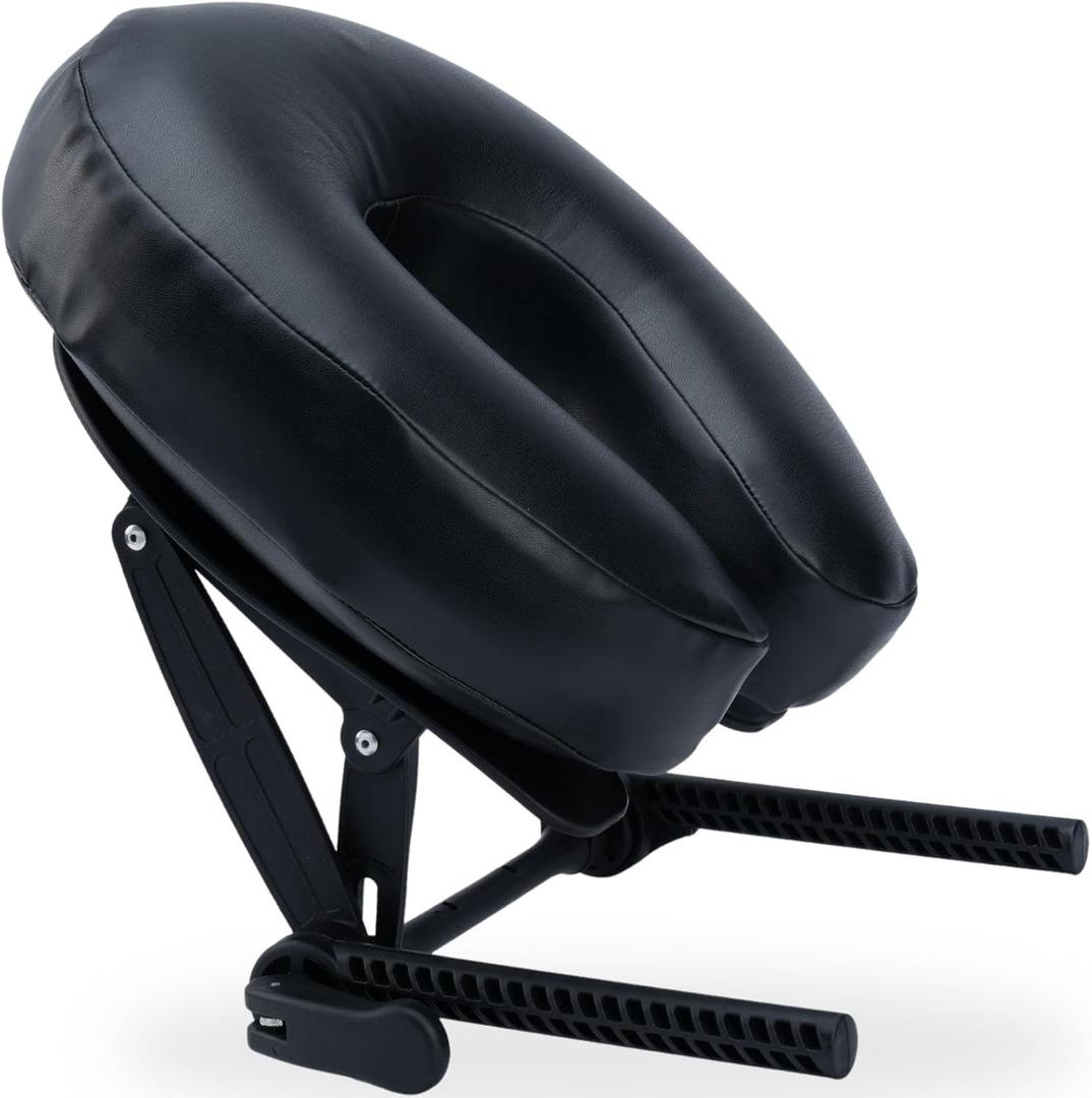 Massage Face Cradle with Cushion Massage Table Headrest, Fit Most Massage Table, Memory Foam, Adjustable (Black)