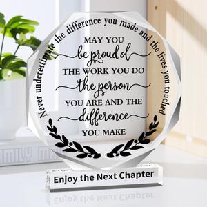 Thank You Gift Farewell Gifts for Coworkers Employee Appreciation Gifts Coworker Inspirational Acrylic Award Plaque Sign Retirement Gifts Office Table Decor Keepsake (4.75.3 Inch, Black)