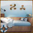 Gisafai 2 Pcs Metal Nautical Wall Art Decor Ship Airplane Propeller Wall Art Vintage Nautical Decorative Rustic Boat Propeller Decor for Home Interior Decorations