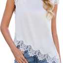 JTD Women's Sleeveless Tops Lace Trim Tank Tops Casual Loose Blouses 2026 Summer Trendy Dressy Tank Shirt (XL)