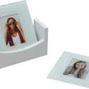 White Glass Photo Coasters - Set of 4